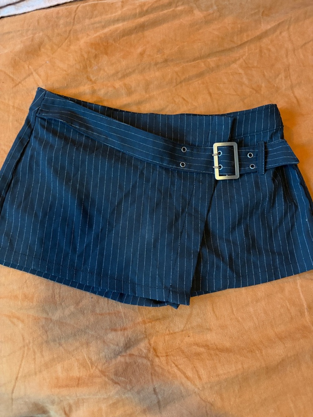 Free People Pinstripe Belted Mini Skort